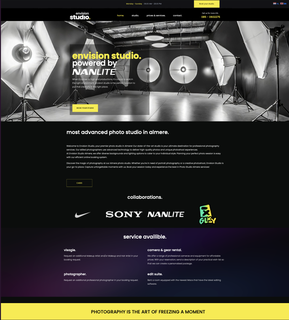 Envision Studio - Professional photography studio website